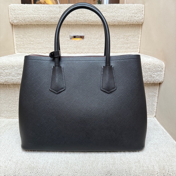 Prada Saffiano Cuir Medium Double Bag Black - Picture 2 of 11